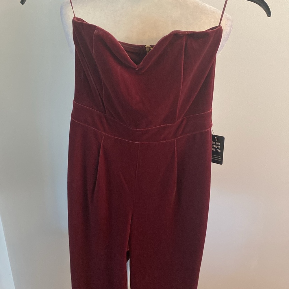 Express size zero strapless velvet jumpsuit NWT